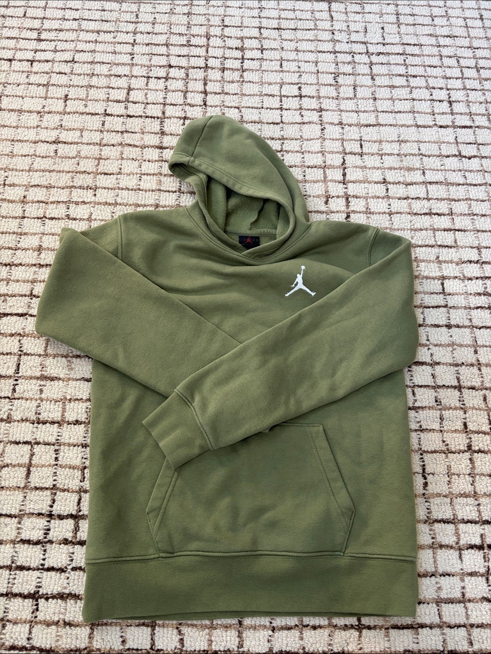 Jordan Olive Hooded Sweatshirt with White Jumpman